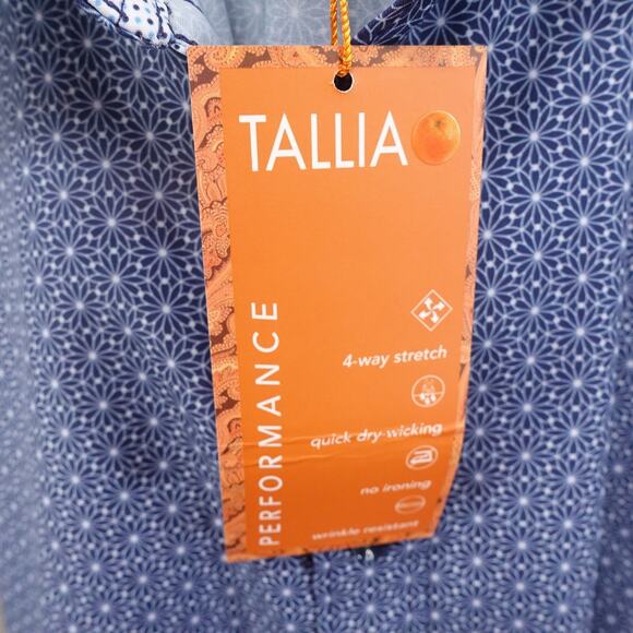 NEW! Tallia Shirt Mens 2XL Blue Geo Print Long Sleeve Button Up Performance - G3 - Picture 7 of 10